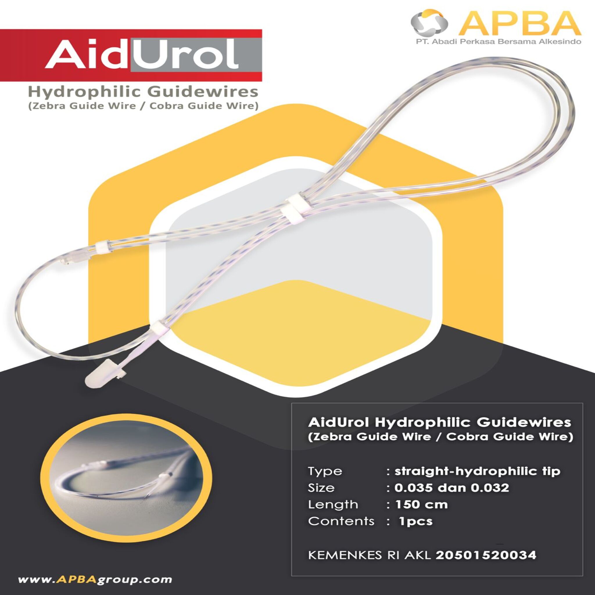 AIDUROL Hydrophilic Guidewire (Zebra Guidewire / Cobra Guidewire) 0.032"
